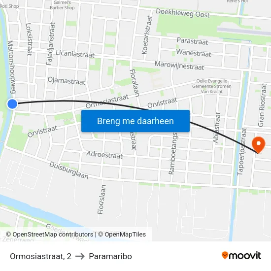 Ormosiastraat, 2 to Paramaribo map