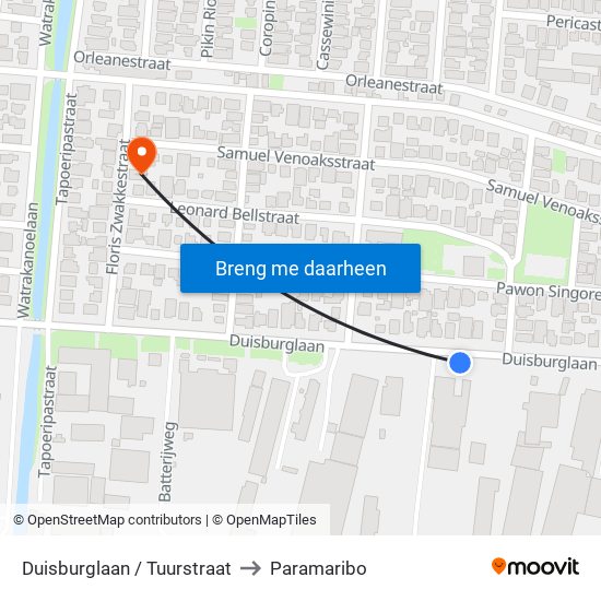 Duisburglaan / Tuurstraat to Paramaribo map