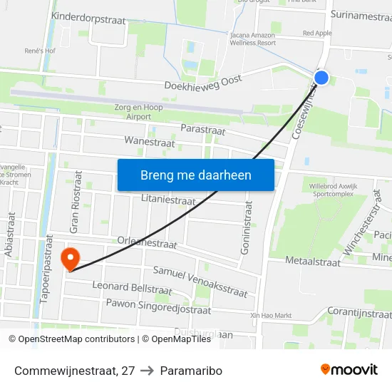Commewijnestraat, 27 to Paramaribo map