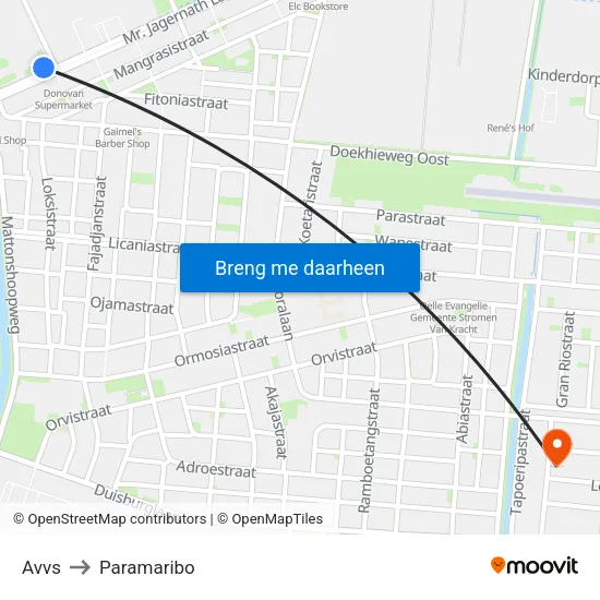 Avvs to Paramaribo map