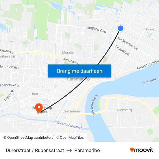 Dürerstraat / Rubensstraat to Paramaribo map