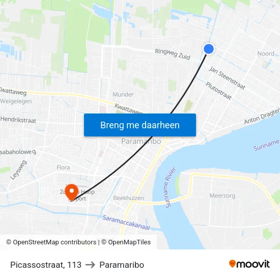 Picassostraat, 113 to Paramaribo map