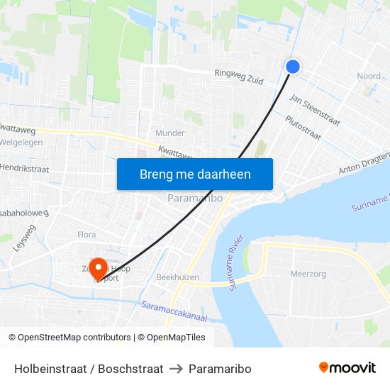 Holbeinstraat / Boschstraat to Paramaribo map