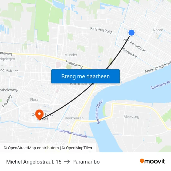 Michel Angelostraat, 15 to Paramaribo map