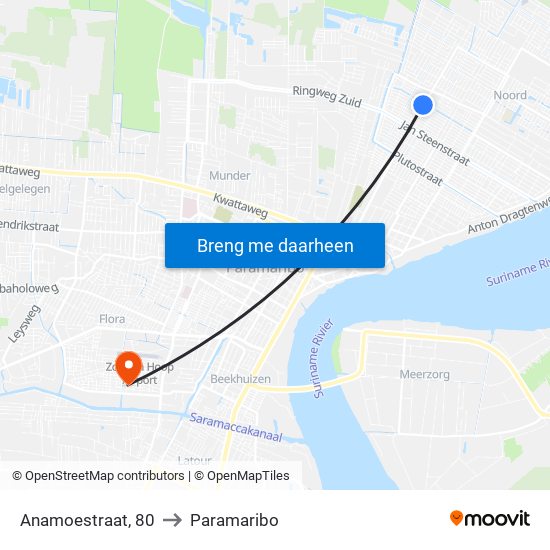 Anamoestraat, 80 to Paramaribo map