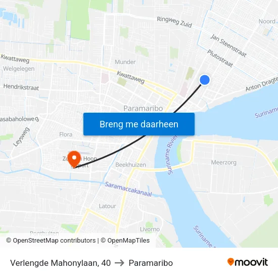 Verlengde Mahonylaan, 40 to Paramaribo map