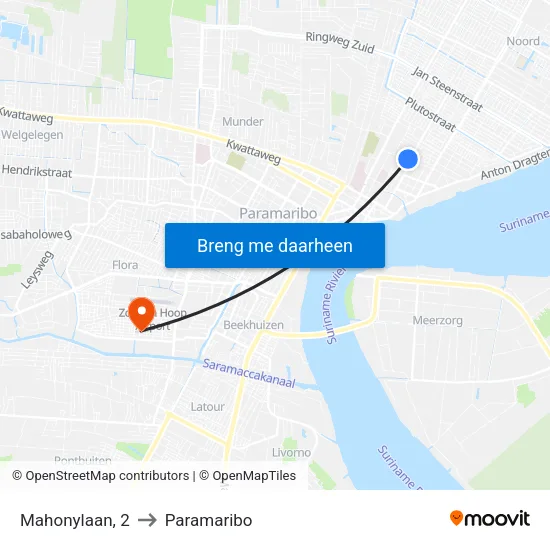 Mahonylaan, 2 to Paramaribo map