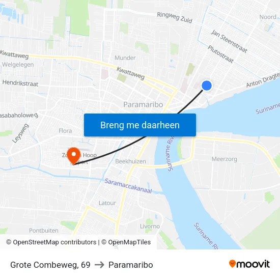Grote Combeweg, 69 to Paramaribo map