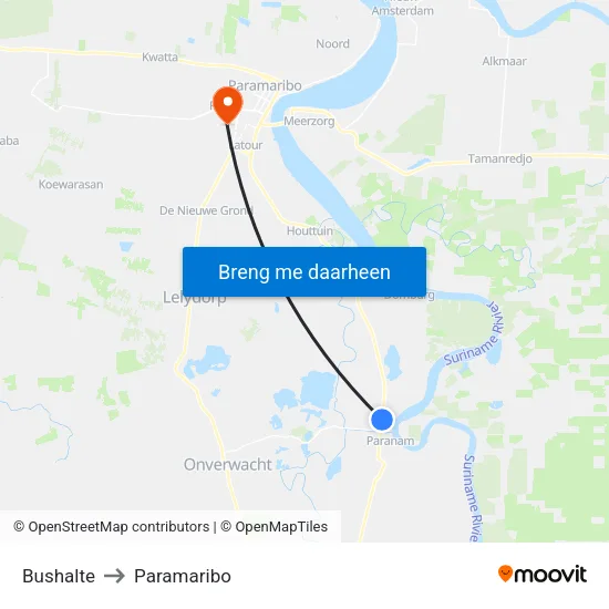 Bushalte to Paramaribo map