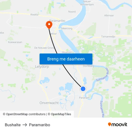 Bushalte to Paramaribo map
