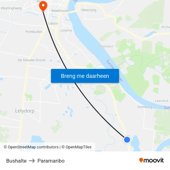 Bushalte to Paramaribo map