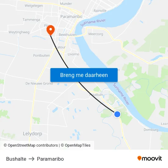 Bushalte to Paramaribo map