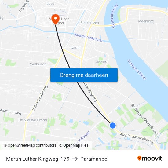 Martin Luther Kingweg, 179 to Paramaribo map