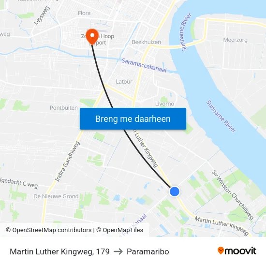 Martin Luther Kingweg, 179 to Paramaribo map