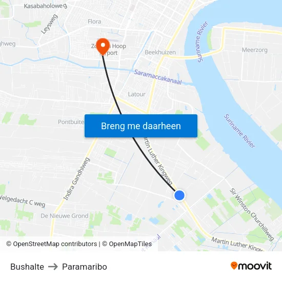 Bushalte to Paramaribo map
