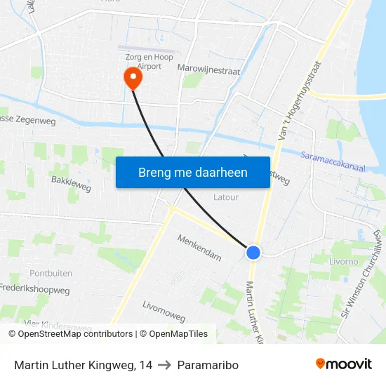 Martin Luther Kingweg, 14 to Paramaribo map