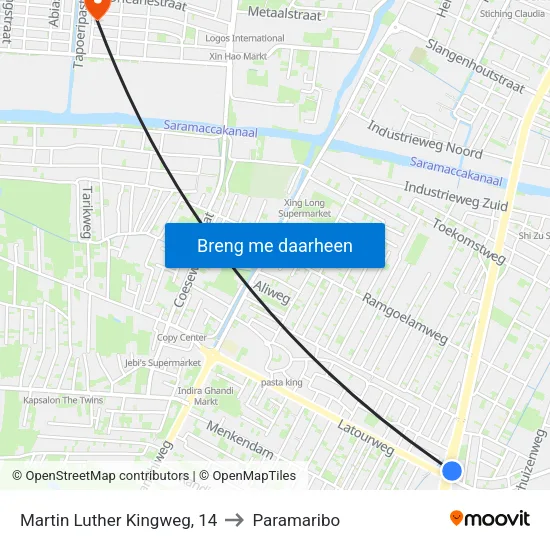 Martin Luther Kingweg, 14 to Paramaribo map