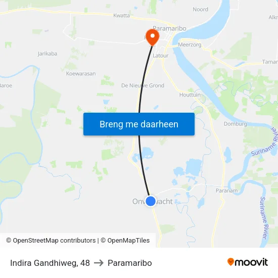 Indira Gandhiweg, 48 to Paramaribo map