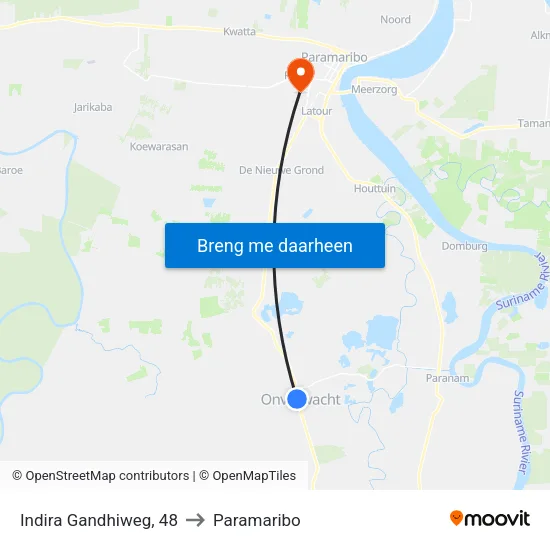 Indira Gandhiweg, 48 to Paramaribo map