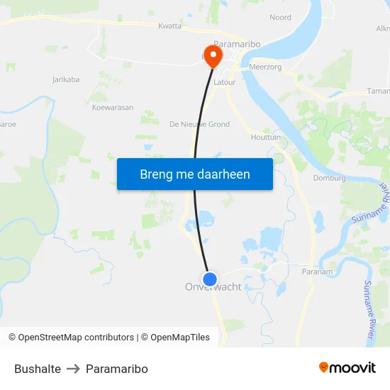 Bushalte to Paramaribo map