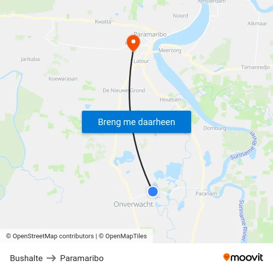 Bushalte to Paramaribo map