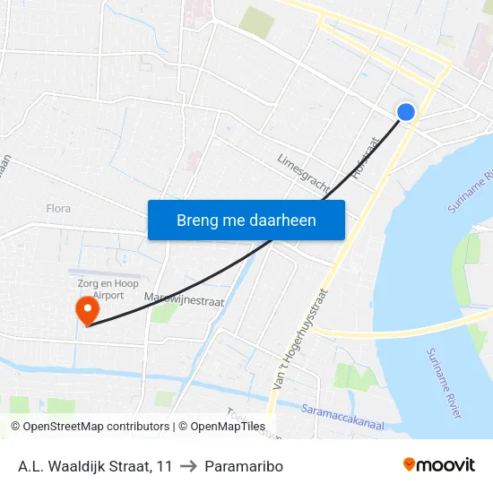 A.L. Waaldijk Straat, 11 to Paramaribo map