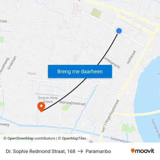 Dr. Sophie Redmond Straat, 168 to Paramaribo map