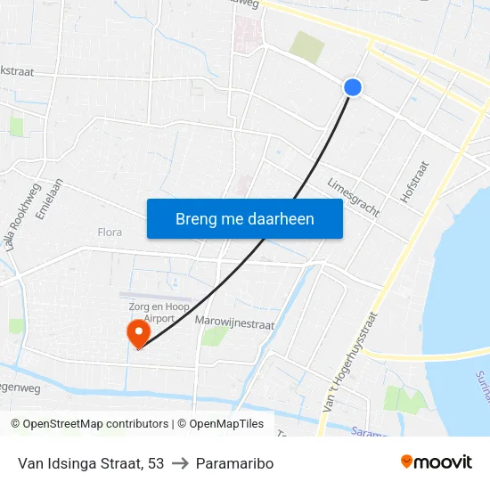 Van Idsinga Straat, 53 to Paramaribo map