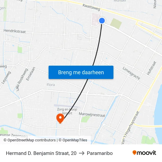 Hermand D. Benjamin Straat, 20 to Paramaribo map