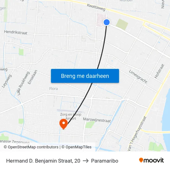 Hermand D. Benjamin Straat, 20 to Paramaribo map