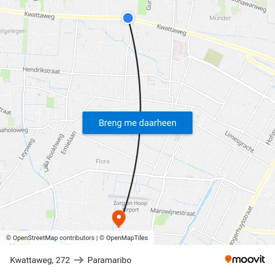 Kwattaweg, 272 to Paramaribo map