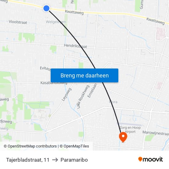 Tajerbladstraat, 11 to Paramaribo map