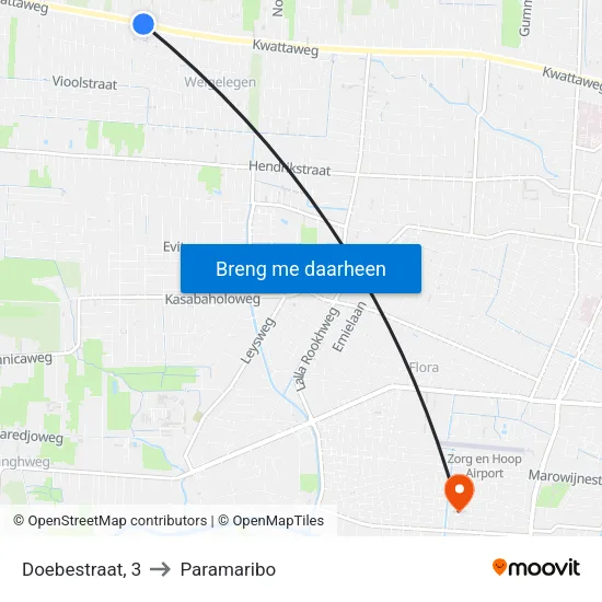 Doebestraat, 3 to Paramaribo map