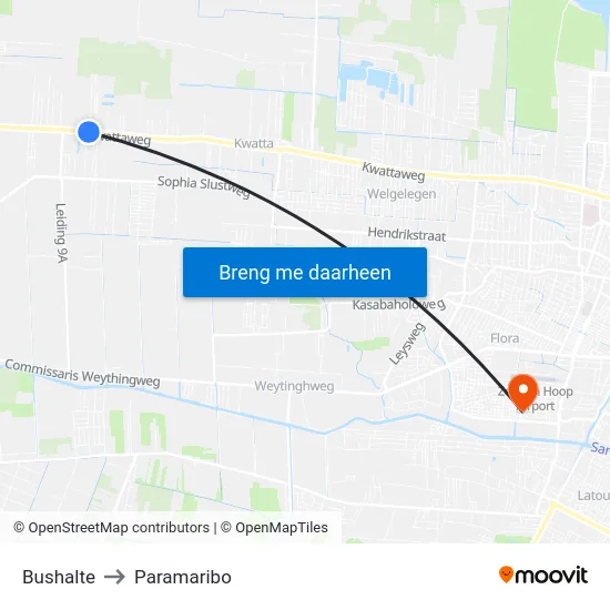 Bushalte to Paramaribo map