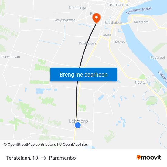 Teratelaan, 19 to Paramaribo map