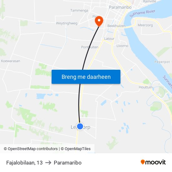 Fajalobilaan, 13 to Paramaribo map