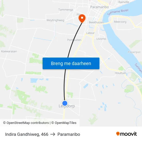 Indira Gandhiweg, 466 to Paramaribo map