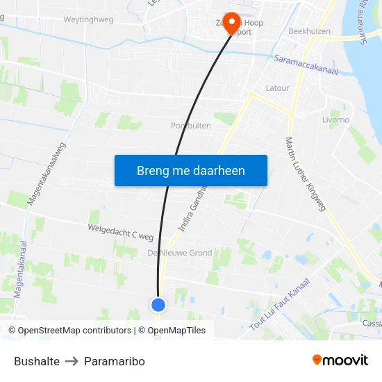 Bushalte to Paramaribo map