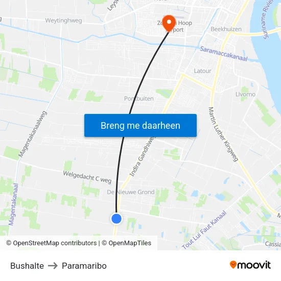 Bushalte to Paramaribo map