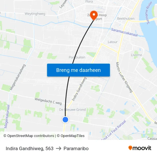 Indira Gandhiweg, 563 to Paramaribo map