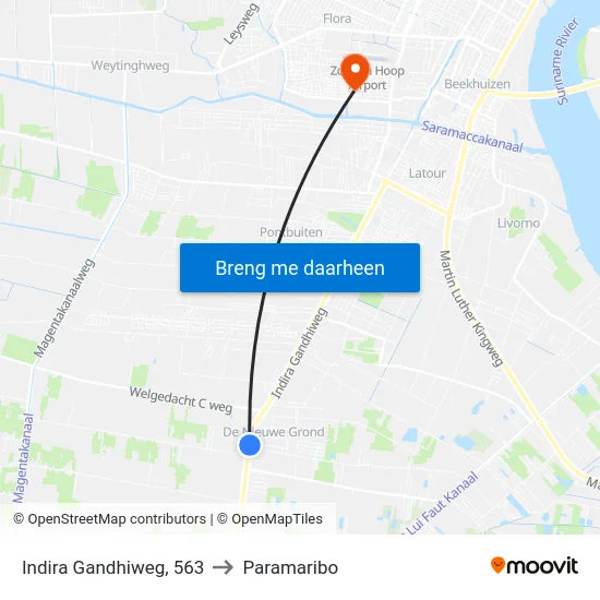 Indira Gandhiweg, 563 to Paramaribo map