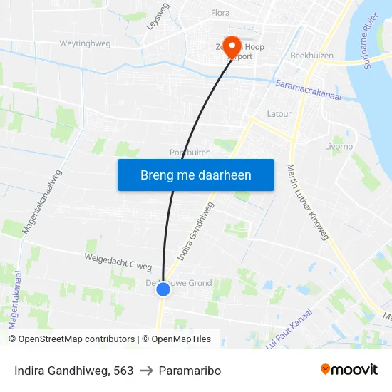 Indira Gandhiweg, 563 to Paramaribo map