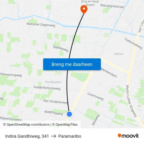 Indira Gandhiweg, 341 to Paramaribo map