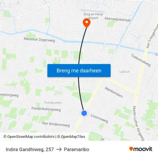 Indira Gandhiweg, 257 to Paramaribo map