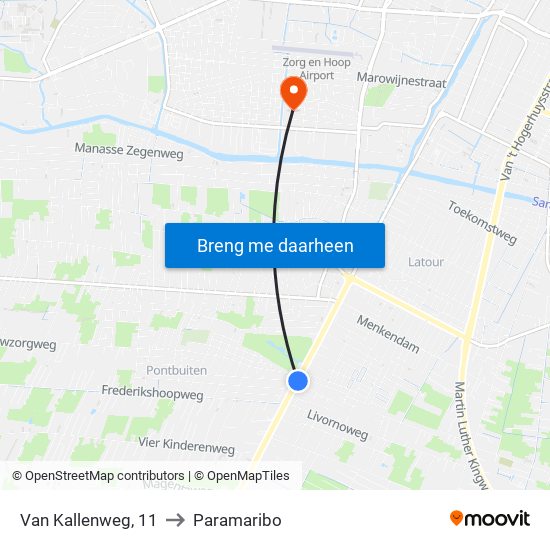 Van Kallenweg, 11 to Paramaribo map