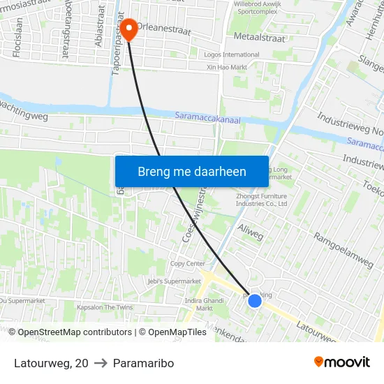 Latourweg, 20 to Paramaribo map