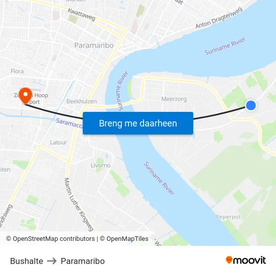 Bushalte to Paramaribo map