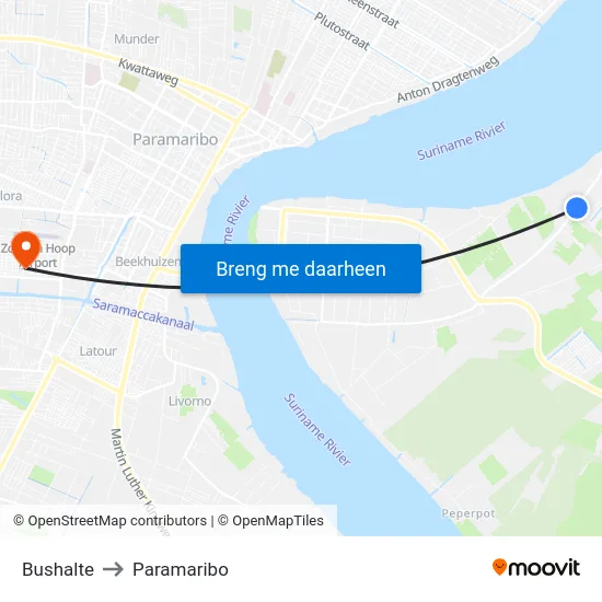 Bushalte to Paramaribo map