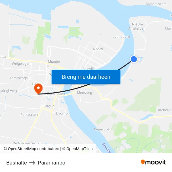 Bushalte to Paramaribo map