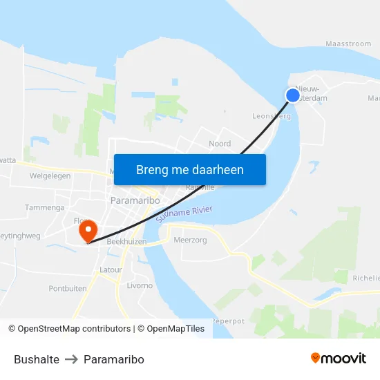 Bushalte to Paramaribo map